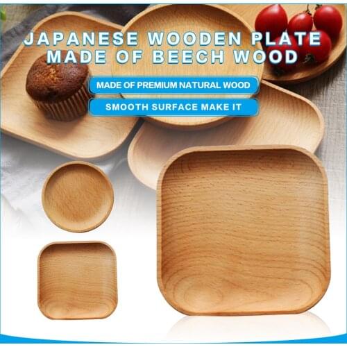 Wooden Serving Plate Square Round Tray Fruit Dessert Cake Candy Dish Snack Candy Platter Wooden Bowls Food Rectangular Plate