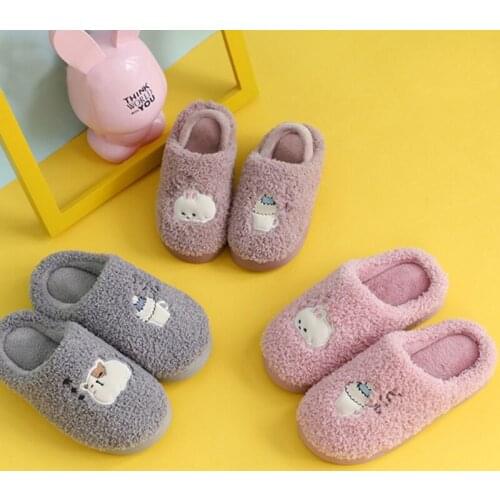 Baby Kids Cotton Indoor Slippers Baby Boys Girls Home Non-Slip Cartoon Pattern Cute Plush Warm Baby Shoes