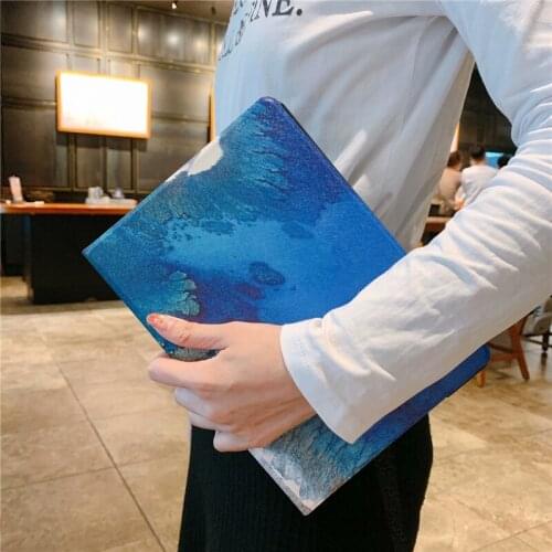 For Apple iPad 2019 2020 7th 8th Gen 10.2 inch A2270/A2428/A2429/A2430 tablet PC Plastic marble pattern Slim Stand Case Cover