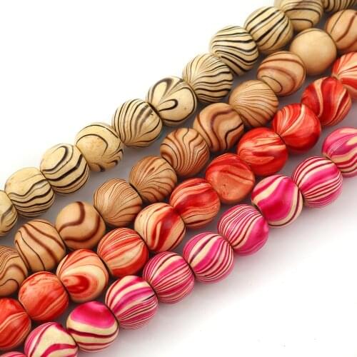 DoreenBeads Fashion Wood Spacer Beads Round Fuchsia Stripe Charms About 10-11mm Dia Hole: Approx 2.4- 3.4mm, 51cm long, 1 Strand