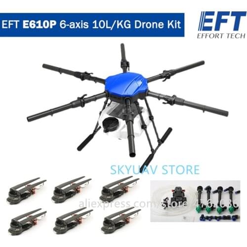 EFT E610S Upgrade E610P 10L/10kg 6 Axis Agricultural Drone Frame 12S Brushless Spray System Hobbywing X6 Motor Kit