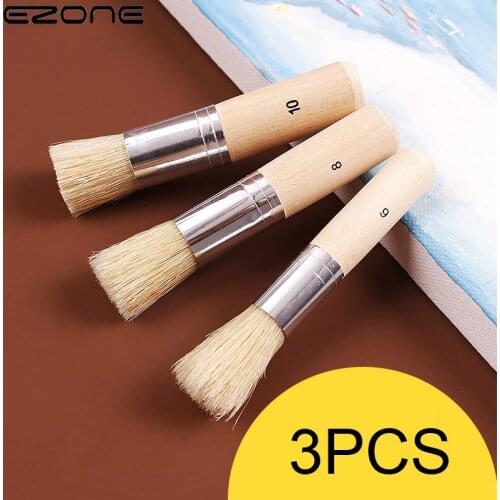 EZONE 3pcs Oil Painting Brush Bristle Short Handle Art Supplies Art Wall Painting Gouache Brush Student Stationery Watercolor