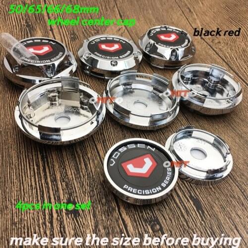 Hot 4PCS/SET black red aluminum sticker badge VOSSEN logo Wheels center caps hub caps Car-styling 50mm 65mm 66mm 68mm chrome