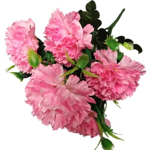 1Pc Simulation Carnation Realistic Look Vibrantly Colored 6 Heads DIY Handmade Carnations Artificial Flower for Mother Day Gift