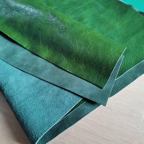 Custom-Made Top Layer Green Cowhide Leather 0il Wax Green Sofa Bedside Bag Seat Plain Weave Cowhide