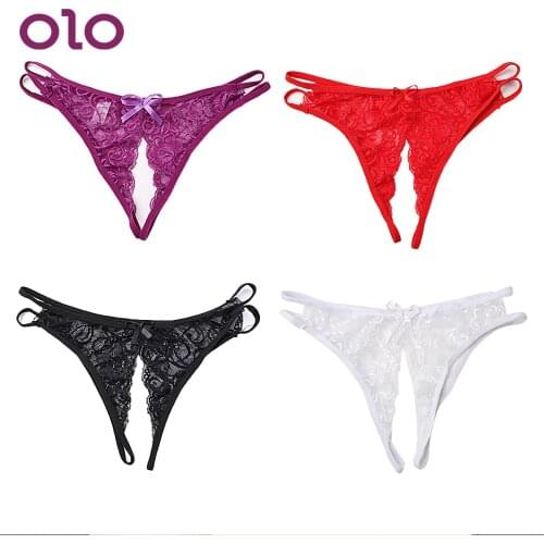 OLO Lace Panties Open Crotch Erotic Lingerie Briefs Sex Underwear Exotic Apparel Fetish Sex Toys for Women Adult Products