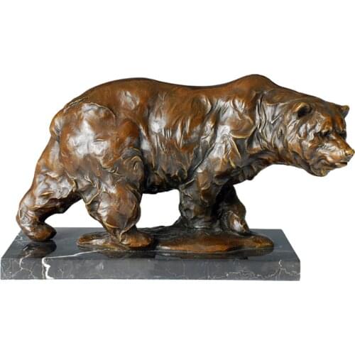 Bronze Bear Statue Animal Sculpture Western Modern Art Children Room Decor Gifts