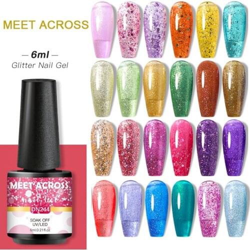 Meet Across New 6ml Color Gel Nail Polish Semi Permanent Uv Gel Varnish All For Manicure Nail Art Gel Polish Base Matte Top Coat
