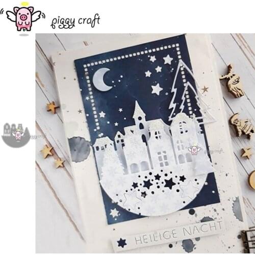 Piggy Craft metal cutting dies cut die mold Christmas tree house circle Scrapbook paper craft knife mould blade punch stencils