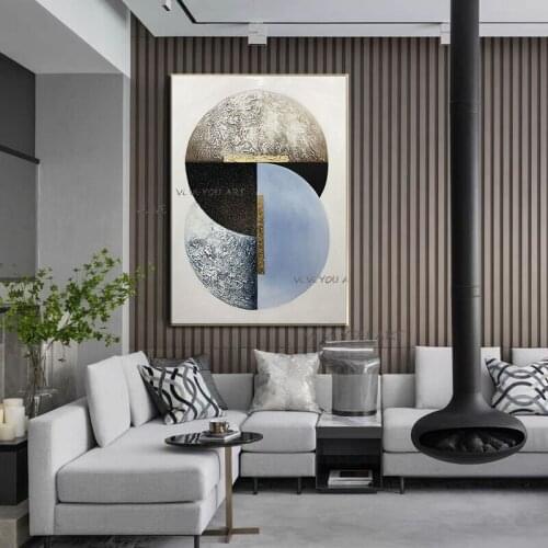 Fashion Hand Painted Abstract Oil Modern Minimalist Nordic Abstract Modern Light Luxury American Living Room Decoration Frameles