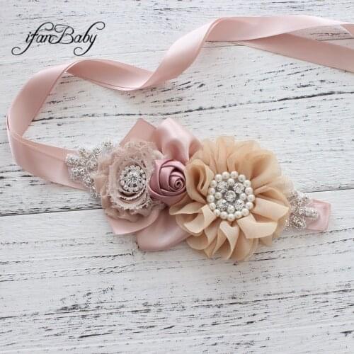 Fashion Girl Woman rhinestone Pattern fabric flower Belt female belt