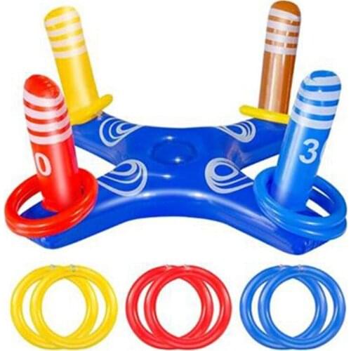 Inflatable Ring Toss Pool Game Toys with 6 Pcs Rings Floating Swimming Pool Ring Water Floating Thg Ring Play