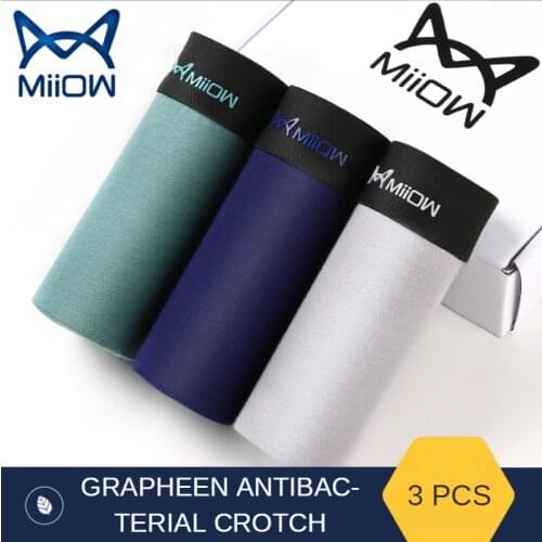 MiiOW Pure Cotton Cotton Mens Underwear Graphene Antibacterial Antibacterial Breathable Boxer Shorts Loose Autumn and Winter
