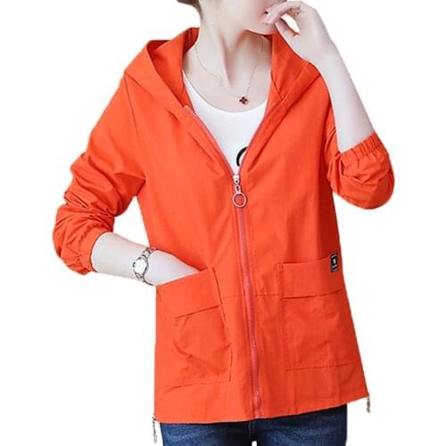 New Spring Windbreaker Women Loose Hooded Thin Short Jacket Coat Female Summer Windbreaker Waterproof Sun-protection Outwear L28