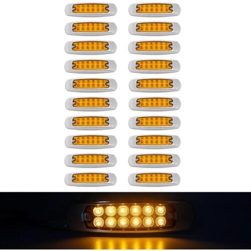 New 20pcs LED Marker Clearance Light 12LED Amber Trailer LED 12V/24v Waterproof