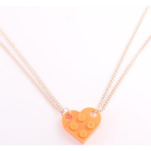 Gold Rose Color Two Piece Cute Brick Heart Pendant Necklace New Design Heart Necklace for Women Men Girl Boy Jewelry