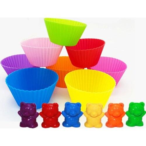 Counting Counting Bears With Stacking Cups - Montessori Rainbow Matching Game, Educational Color Sorting Toys For Toddlers and