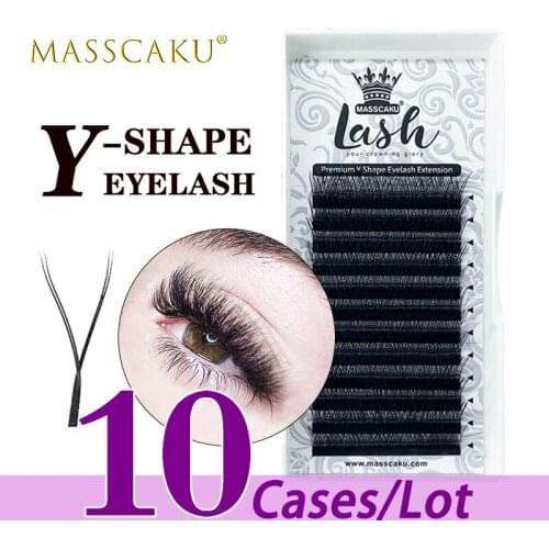 10case/lot MASSCAKU hot sell super black faux mink 8-15 & mix length Y-shape lash new style premium yy lashes eyelash extension
