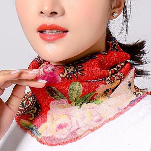 Sunscreen Silk Scarf For Women Leopard Pattern Mesh BreathableThin Collars Female Hedging Hanging Ears Multifunction Summer