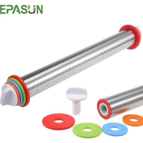 EPASUN Cake Rolling Pin Adjustable Stainless Steel Rouleau Patisserie Dough Roller Baking Fondant Rodillo Pasteleria Rodillo