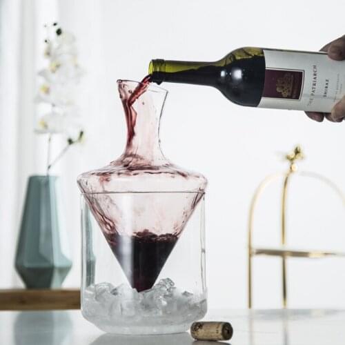 Glass Wine Decanter Creative Ice Bucket Ice Jug Wine Set Home Bar Supplies Ice Whiskey Wine Bottle Decanter Jug Pourer Aerator