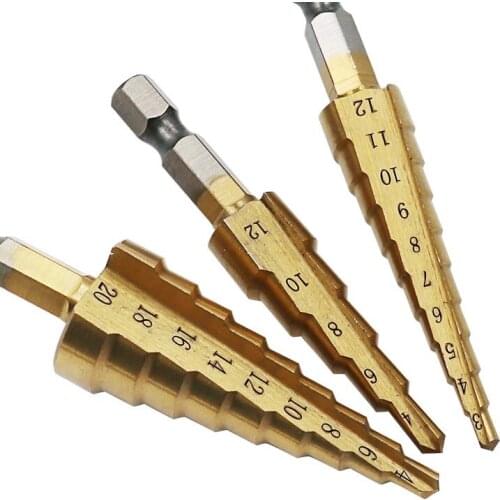4241 HSS Steel 1/4 Hex Shank Titanium Coated Step Drill Bit Cutting Tools Smoother Drill Bit Set Power Tools Hole Cutter