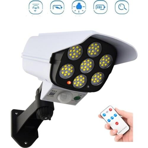 Remote Solar motion sensor Fake Camera Outdoor LED Light Monitor Surveillance Camera Power 77 LED Wall Lamp Light Security