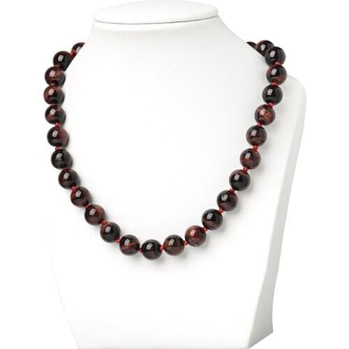 Pick Size 10mm Round Stone Red Tigers Eyes Stone Diy Necklace 18inch For Noble Ladies Gifts H415