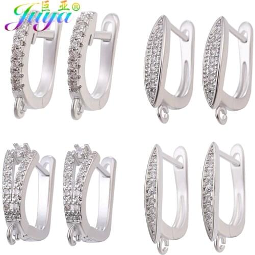 Juya DIY Cubic Zirconia Fastener Leverback Earwire Hooks Accessories For Women Handmade Fashion Earrings Jewelry Making Supplies