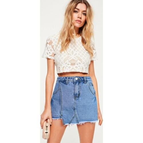 Women High-Waist Straight Skirt Shorts Women Wide-Leg A-Line Irregular Denim Shorts Washed All-Match Women Home Shorts