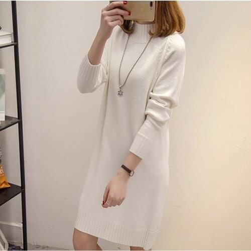 Plus Size Women Sweaters Pullover 2020 Autumn Winter New Fashion Half-high Collar Long Knitted Pullovers Lady Warm Sweater Z578