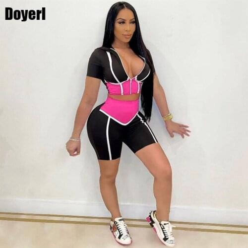 Womens Tracksuit Set Jogger Hooded Sweatshirts Top and Biker Shorts 2 Piece Set Wholesale Two Piece Summer Clothes for Women