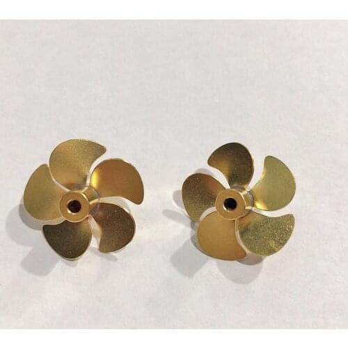 1pair Brass 5 Blade Propeller Dia 20mm Shaft/Motor Hole 2mm Paddle Negative Positive Screws Props for RC DIY Model Boat Modify