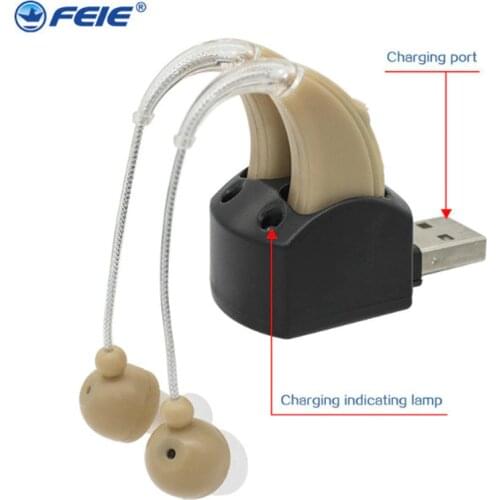 1 Pair Hearing Aid Rechargeable Mini Headset For Both Ears Elderly Hearing Loss Earphone with USB Charger S-109S Free Shipping