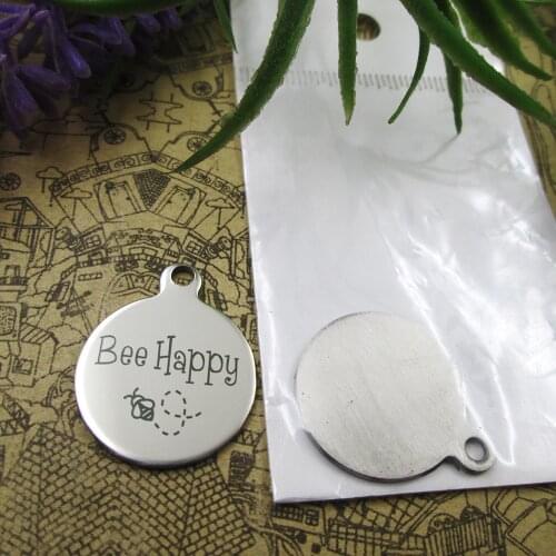 10pcs--"Bee Happy"stainless steel charms 5 styles for choosing DIY Charms for necklace bracelets
