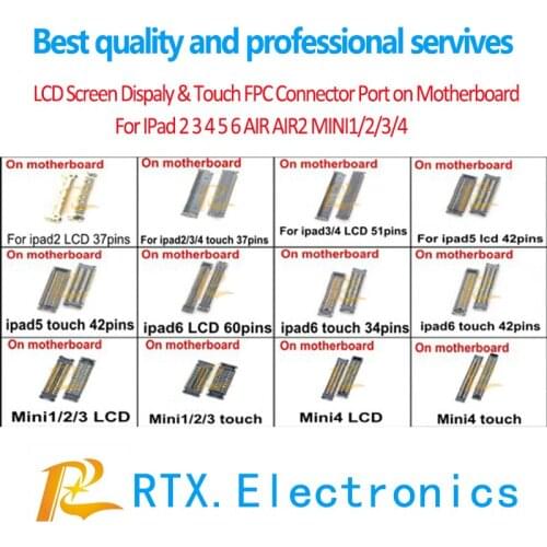 10pcs For IPad 2 3 4 5 6 AIR AIR2 MINI1/2/3/4 PRO LCD Screen Dispaly Touch FPC Connector Port on Motherboard Logicboard Repair
