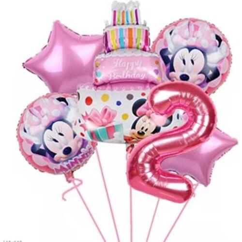 18 Inch Minnie Aluminum Foil Balloon 40 Inch Digital Balloon Set Pink Minnie Cake Girl Birthday Party Decoration Baby Shower