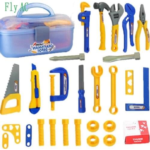 Fly AC 27 piece Tool Box Construction Tool Set, Pretend Play Construction Accessories - Gift Toy for Children