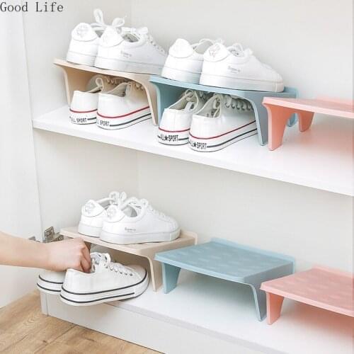 4PCS Storage Shoe Rack Double Shoe Support Plastic Integrated Simple Space Economy Simple Shoe Storage Rack