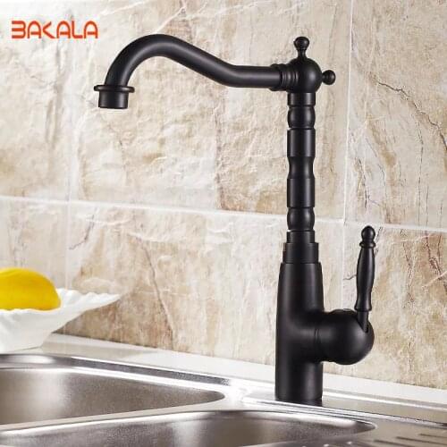 Free Shipping Wholesale And Retail Retro Black Bathroom Faucet Single Handle Deck Mounted Kitchen Vessel Sink GZ-8103
