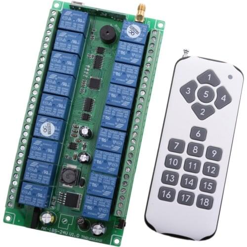 DC 12V-24V 18 Channel Wireless Remote Control Switch Receiver Transmitter