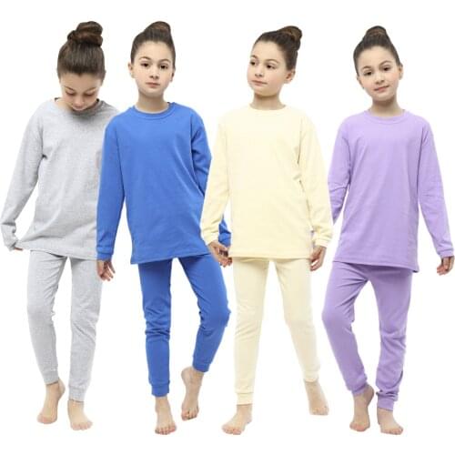 Children Pajamas Winter Cotton Pyjamas Girls Boys Clothes Sets Solid Children Sleepwear Pajamas for 2 4 6 8 10 12 Years Old Kids