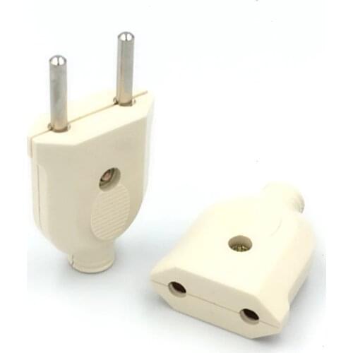 European EU Plug Power Cord Connector Euro 2 Round Male Female Wiring Plug Extension Cord Cable Connector Rewireable Socket