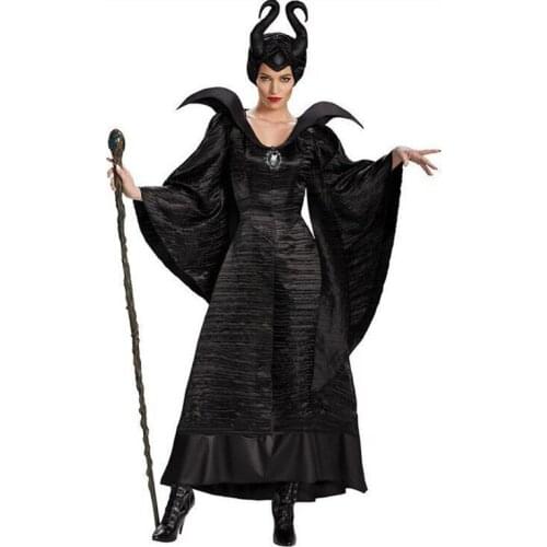 Halloween Evil Witch Maleficent Costume Sleeping Beauty Carnival Cosplay Outfit Adult Women Dark Queen Fantasia Fancy Dress