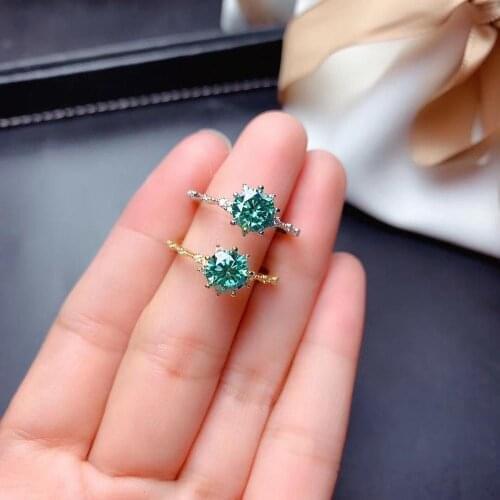 Crackling moissanite gemstone ring for women jewelry engagement ring for wedding 925 sterling silver ring birthday gift