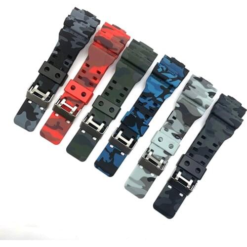 Camouflage Rubber Strap Mens Pin Buckle Resin Watch Strap Suitable for G-shock GD120 GA100 GA110 GA400 Watch Band