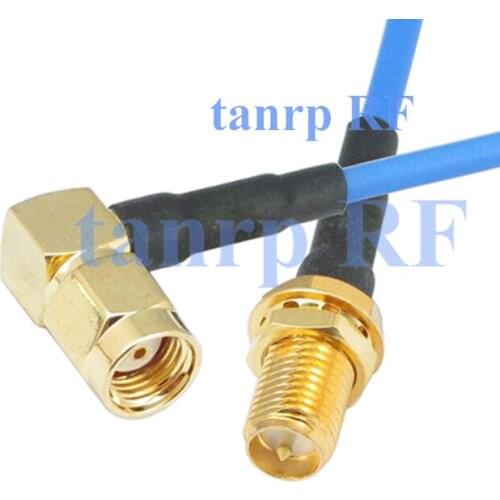 20in RP SMA male right angle to RP SMA female jack RF 3G 4G router WIFI 50CM coaxial Sexi Flexible blue jumper cable RG405