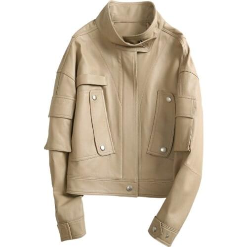 England locomotive Multiple pockets leather jacket female streetstyle short great quality waterproof pu leather jackets F2013