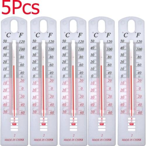 5pcs Mini Hygrometer Controller Temperature Meter Mercury Glass Sensor Wall Hung Hang Thermometer For Garden Home Office