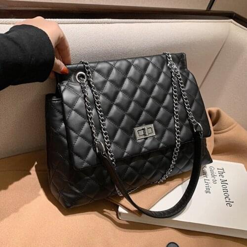 Fashion Big Quilted Chain Shoulder Bags For Women Large Capacity Office Work Female Briefcase PU Leather Crossbody Bags New 2021